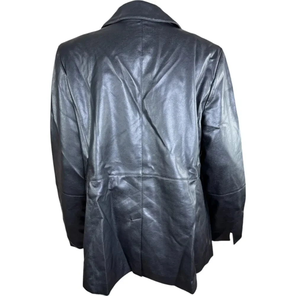 Dennis Basso Luxe Faux Leather‎ Jacket Black Large Petite  NWOT Business Casual